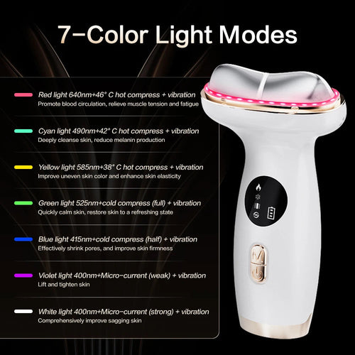 Neck Face Beauty Device Hot Cold Compress 7 Colors LED Double Chin