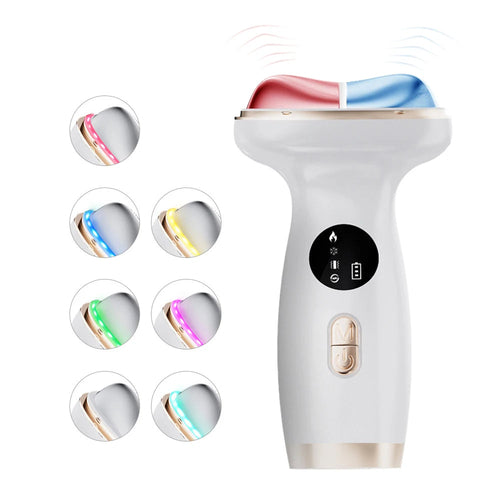 Neck Face Beauty Device Hot Cold Compress 7 Colors LED Double Chin