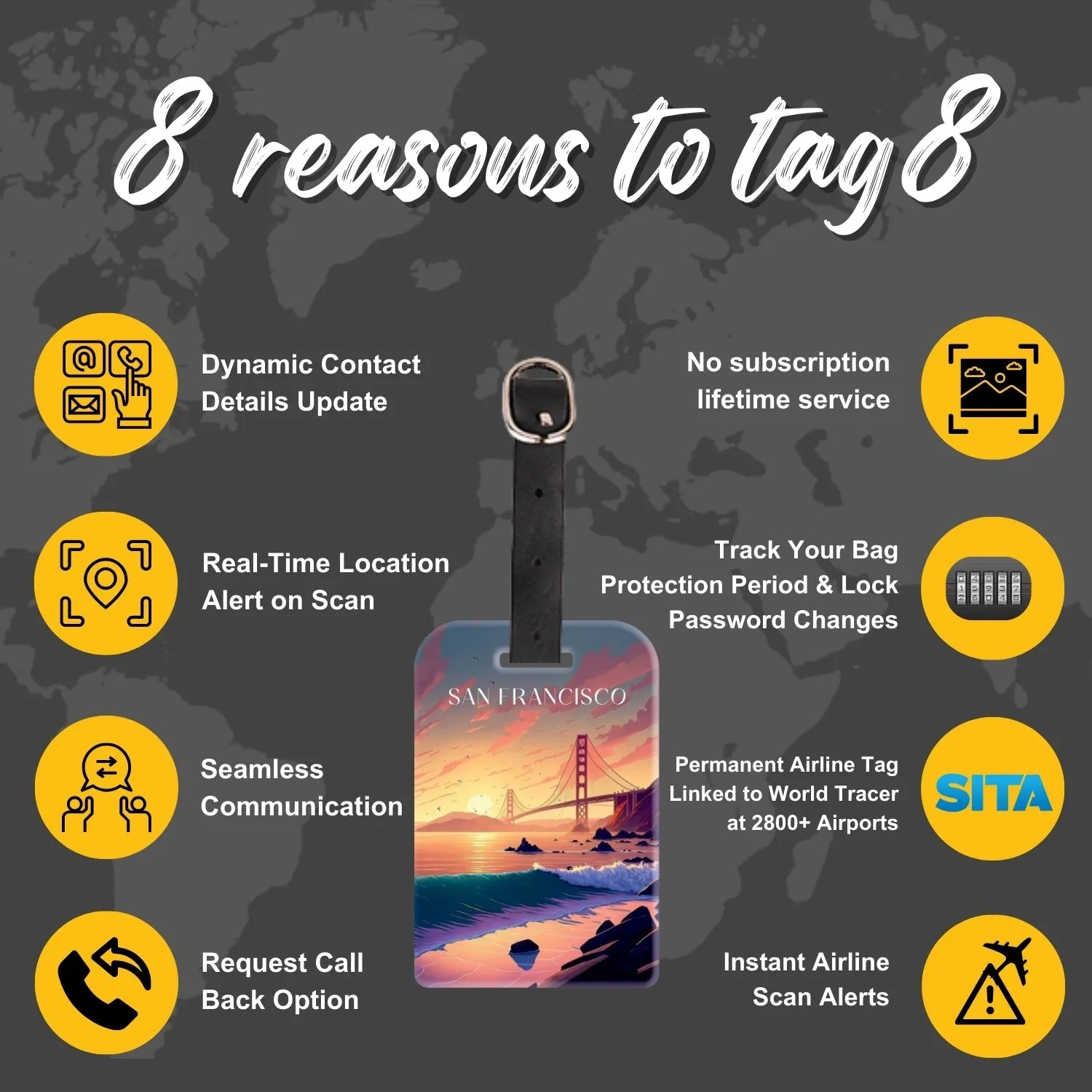 Smart Bag Security Tag - San Francisco  [Pack 2]-3